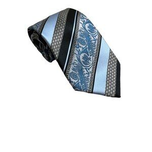 Sparks by John Sparks men's tie blue striped poly necktie 3.5" wide 58" long